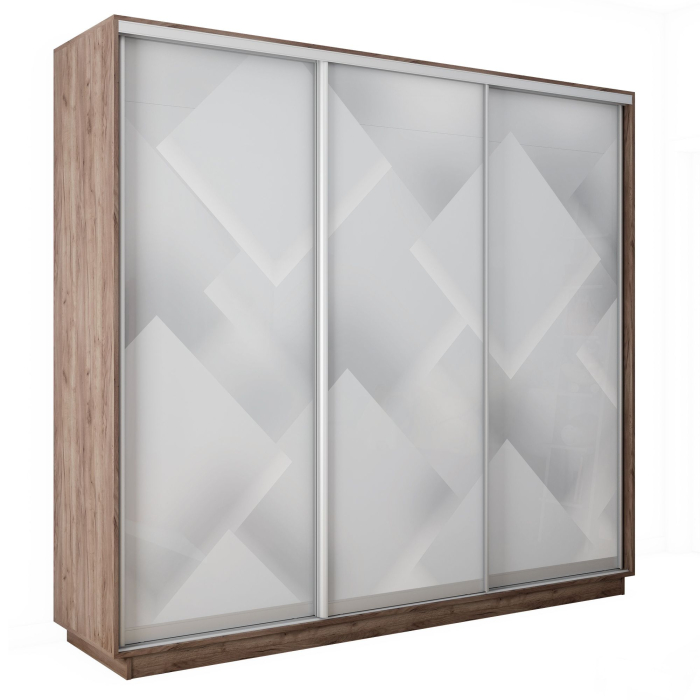 Шкафы-купе 3-х дверные, Шкаф-купе Экспресс 3-х дверный Фотопечать Квадрат Стекла 210х45х240