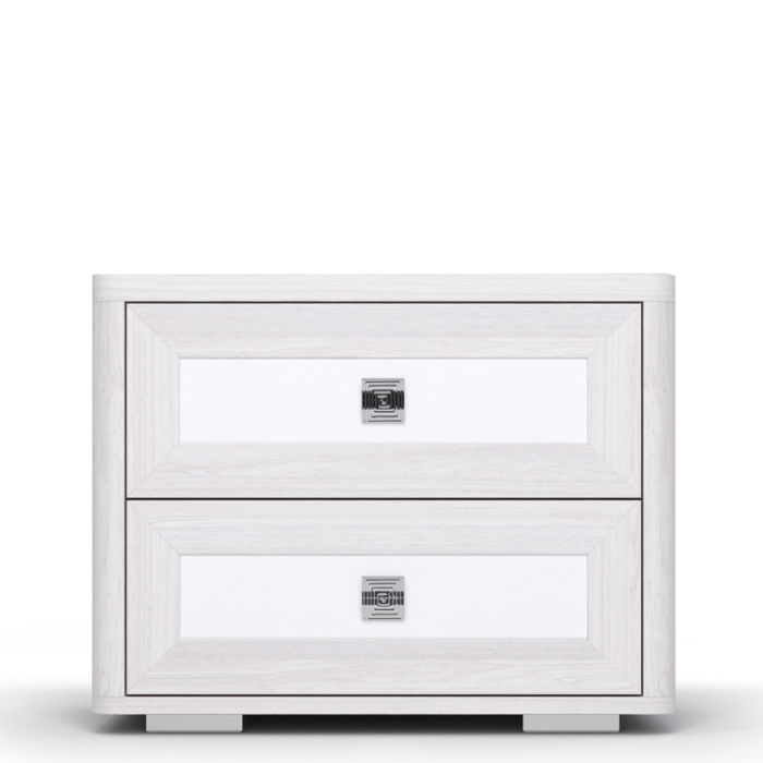Прикроватные тумбы, Тумба прикроватная Парма Нео, ясень анкор светлый, экокожа polo белая