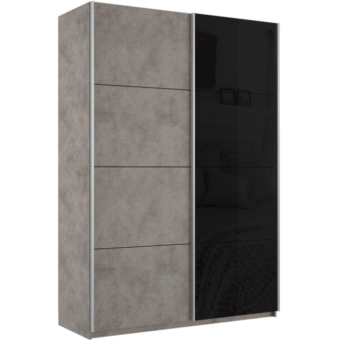 Шкафы-купе 2-х дверные, Шкаф-купе Прайм 2х дверный ДСП/Стекло черное 160х57х230