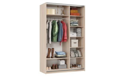 Шкаф-купе Smart 1422 2х дверный (фасады ЛДСП,зеркало) профиль серебро