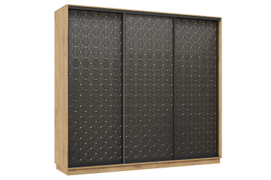 Шкаф-купе Премьер 60 (01РЧ;01РЧ;01РЧ) фасады ромб чёрный/трёхдверный/Профиль чёрный муар