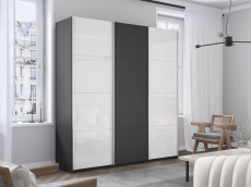 Шкафы-купе 3-х дверные, Шкаф-купе Прайм 3-х дверный Стекла белые/ДСП/Доводчики 180х57х230