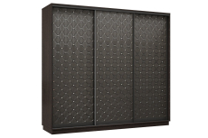 Шкафы-купе 3-х дверные, Шкаф-купе Премьер 34 (01РЧ;01РЧ;01РЧ) фасады ромб чёрный/трёхдверный/Профиль чёрный муар