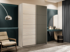 Шкафы-купе 2-х дверные, Шкаф-купе Прайм 2-х дверный ДСП/Стекло хаки/Доводчики 120х57х230