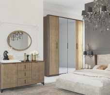 Комоды, Комод Шер КМ-2302, дуб апрель темный/лофт голдэн пэлас