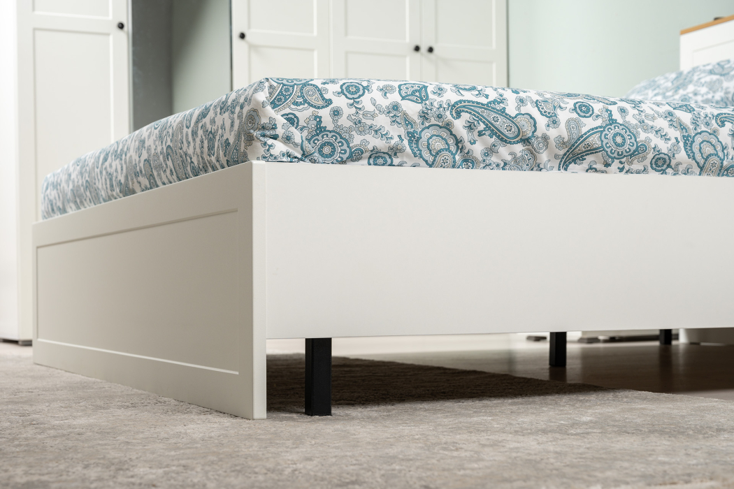 Кровати 160 см, Кровать Остин 11.53, белая шагрень, дуб золотой крафт