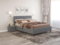 Мягкая кровать, Кровать Оливия (160*200), ткань рогожка bahama grey