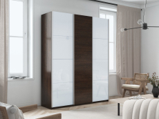 Шкафы-купе 3-х дверные, Шкаф-купе Прайм 3-х дверный Стекла белые/ДСП/Доводчики 210х57х230