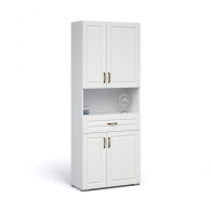 Шкафы двухстворчатые, Пенал Лацио, 4-дверный, белое дерево