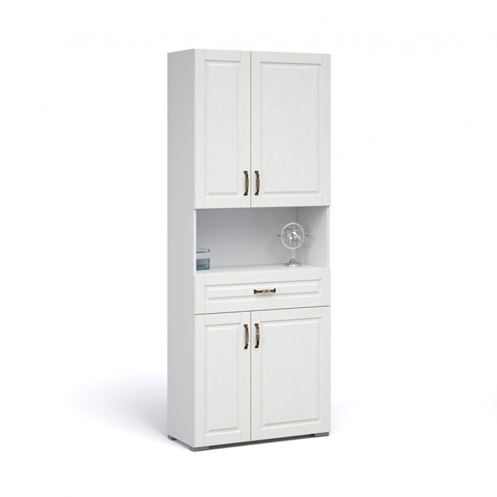 Шкафы двухстворчатые, Пенал Лацио, 4-дверный, белое дерево