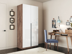 Шкафы распашные, Шкаф распашной Е1 Локер 101x52.5x220 см, с белым стеклом и полками