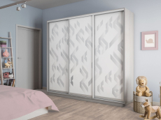 Шкафы-купе 3-х дверные, Шкаф-купе Экспресс 3-х дверный Фотопечать Ленты Стекла 240х45х220