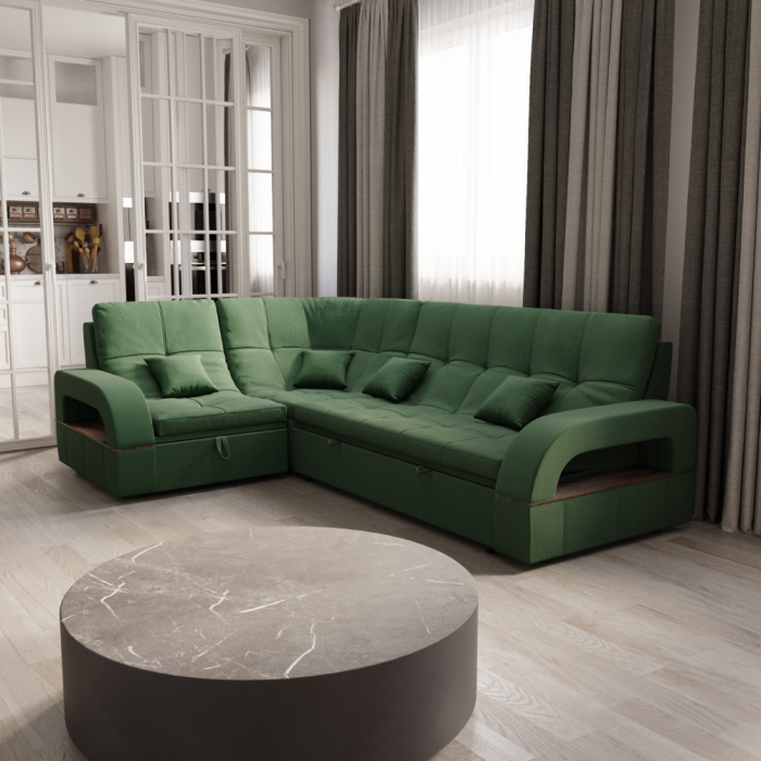 Диваны угловые в гостиную, Угловой диван Майами-3 ППУ, велюр
