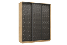 Шкафы-купе 3-х дверные, Шкаф-купе Премьер 22 (01РЧ;01РЧ;01РЧ) фасады ромб чёрный/трёхдверный/Профиль чёрный муар