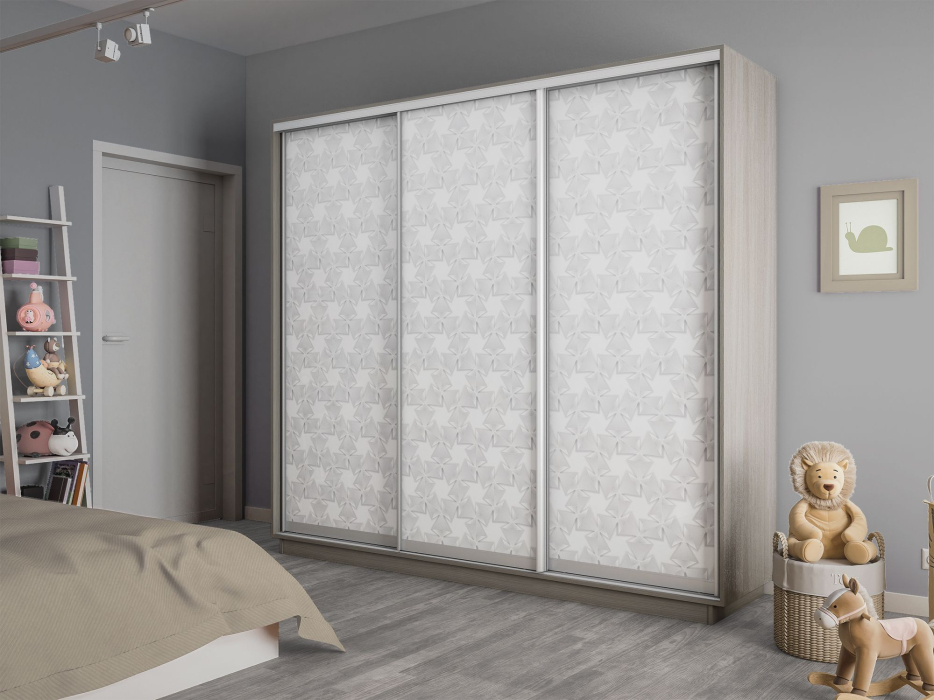 Шкафы-купе 3-х дверные, Шкаф-купе Экспресс 3-х дверный Фотопечать Калейдоскоп Стекла 210х45х220