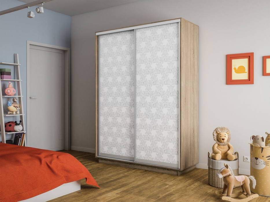 Шкафы-купе 2-х дверные, Шкаф-купе Экспресс 2-х дверный Фотопечать Калейдоскоп Стекла 160х45х240