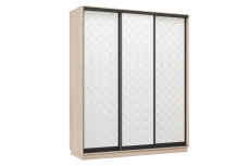 Шкафы-купе 3-х дверные, Шкаф-купе Премьер 21 (01РБ;01РБ;01РБ) фасады ромб белый/трёхдверный/Профиль чёрный муар