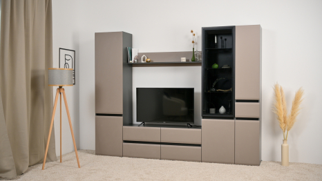 Тумба под ТВ Сидней 13.63, антрацит, веллюто капучино