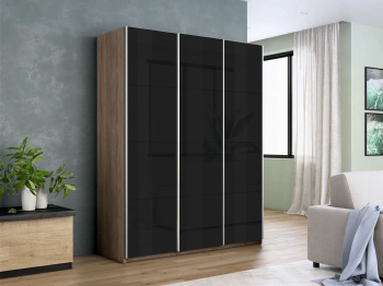 Шкаф-купе Прайм 3-х дверный Стекла черные/Доводчики 180х57х230