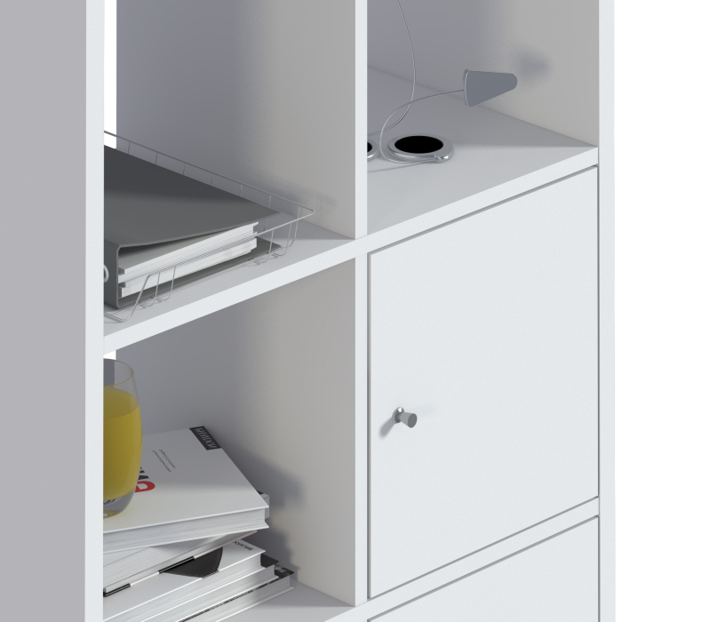 Стеллажи, Стеллаж Кито СБ-3242 Белый с ящиками