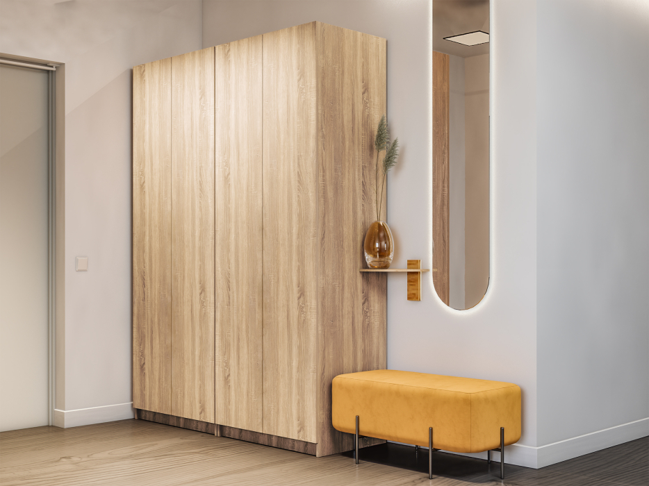 Шкафы распашные, Шкаф складной Е1 Локер ("Гармошка" с системой Push to Move/Левый)162х52.5х220 см