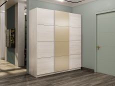 Шкафы-купе 3-х дверные, Шкаф-купе Прайм 3-х дверный Стекла фисташка/ДСП/Доводчики 180х57х230