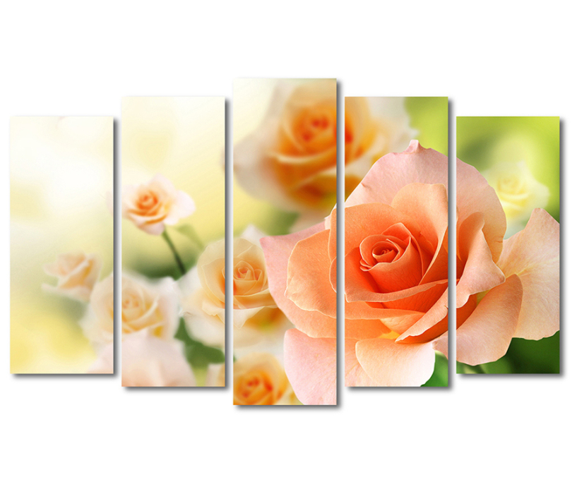Декор для спальни, Пятимодульная картина цветы
