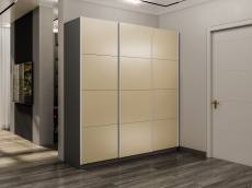 Шкафы-купе 3-х дверные, Шкаф-купе Эста 3-х дверный Стекла фисташка/Доводчик 300х66х240