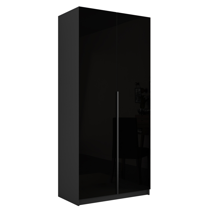 Шкафы распашные, Шкаф распашной Е1 Локер 101x52.5x220 см, с черным стеклом , полками и модулем