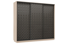 Шкафы-купе 3-х дверные, Шкаф-купе Премьер 59 (01РЧ;01РЧ;01РЧ) фасады ромб чёрный/трёхдверный/Профиль чёрный муар