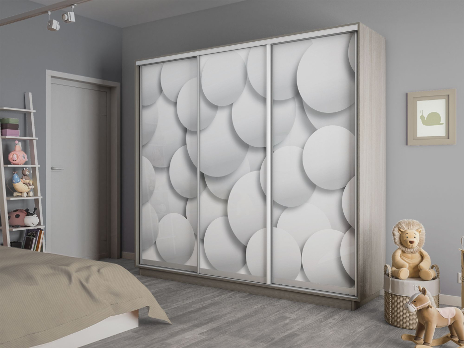 Шкафы-купе 3-х дверные, Шкаф-купе Экспресс 3-х дверный Фотопечать Шары Стекла 180х45х240