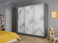 Шкафы-купе 3-х дверные, Шкаф-купе Экспресс 3-х дверный Фотопечать Квадрат Стекла 210х45х240