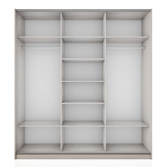 Шкафы-купе 3-х дверные, Шкаф-купе Прайм 3-х дверный Зеркала/ДСП/Доводчики 210х57х230