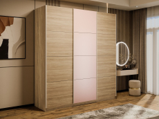 Шкафы-купе 3-х дверные, Шкаф-купе Прайм 3-х дверный Стекла пудра/ДСП/Доводчики 210х57х230