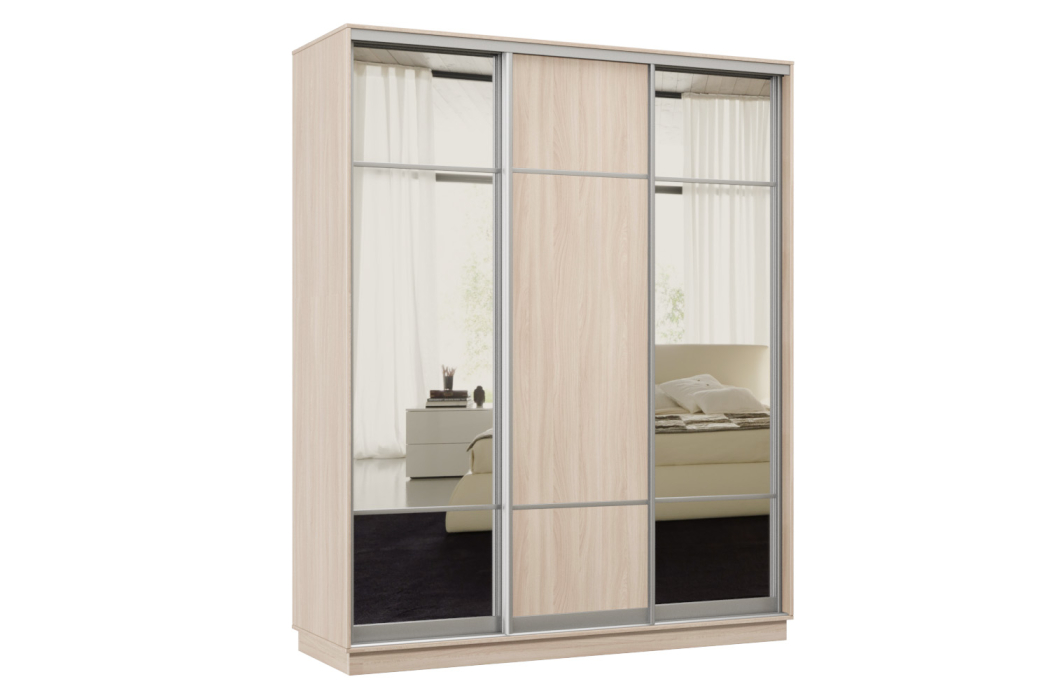 Шкафы-купе 3-х дверные, Шкаф-купе Премьер Лайт 34 (11;08;11) трехдверный