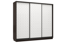 Шкафы-купе 3-х дверные, Шкаф-купе Премьер 36 (01РБ;01РБ;01РБ) фасады ромб белый/трёхдверный/Профиль чёрный муар