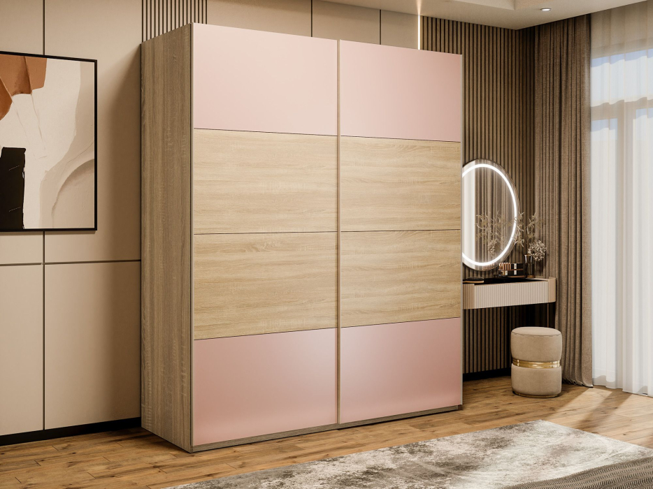 Шкафы-купе 2-х дверные, Шкаф-купе Эста 2-х дверный ДСП/Стекла пудра/Доводчик 160х66х240