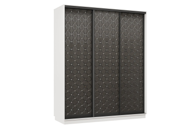 Шкаф-купе Премьер 22 (01РЧ;01РЧ;01РЧ) фасады ромб чёрный/трёхдверный/Профиль чёрный муар