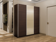 Шкафы-купе 3-х дверные, Шкаф-купе Прайм 3-х дверный Стекла фисташка/ДСП/Доводчики 180х57х230