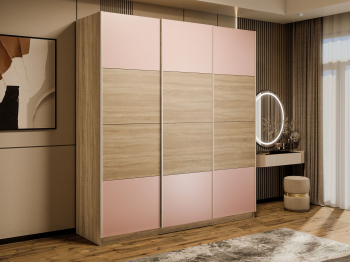 Шкаф-купе Эста 3-х дверный ДСП/Стекла пудра/Доводчик 270х66х240