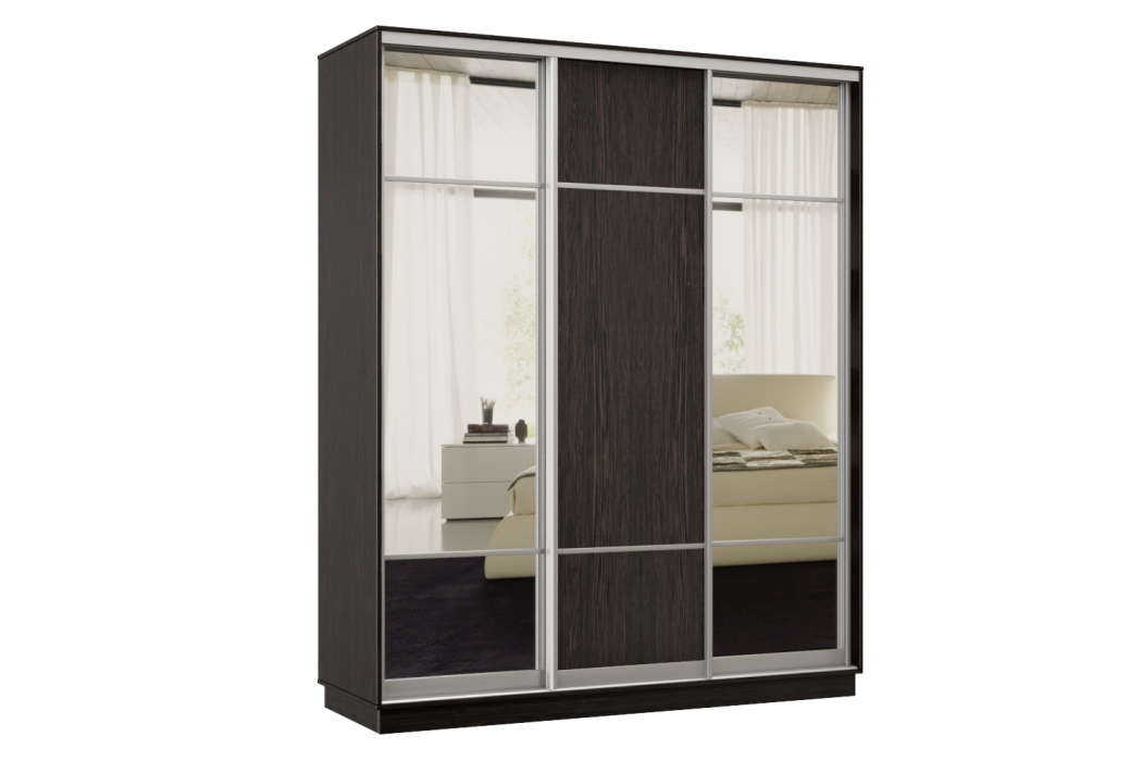 Шкафы-купе 3-х дверные, Шкаф-купе Премьер Лайт 25 (11;08;11) трехдверный