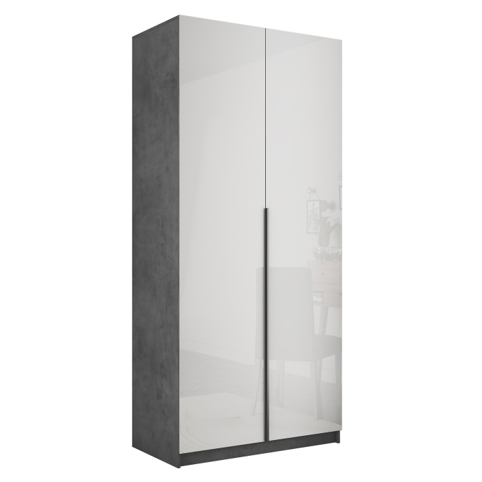 Шкафы распашные, Шкаф распашной Е1 Локер 101x52.5x220 см, с белым стеклом и полками