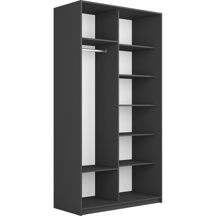 Шкафы-купе 2-х дверные, Шкаф-купе Прайм 2-х дверный Стекла черные/Доводчики 120х57х230