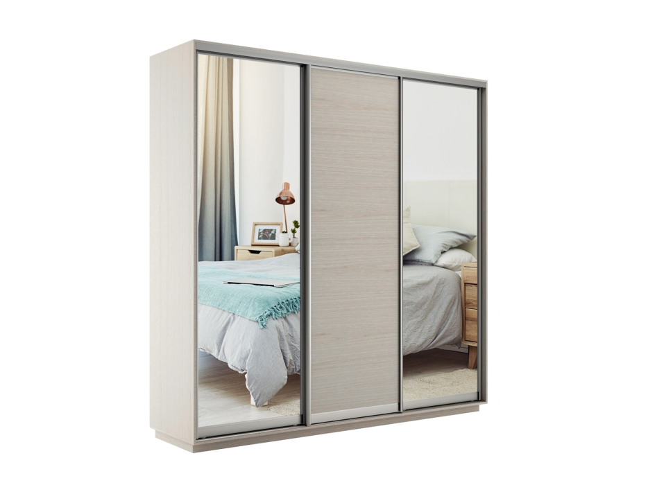 Шкафы-купе 3-х дверные, Шкаф-купе Экспресс Медиум (2 зеркала) трио 2200 x 2100 x 450