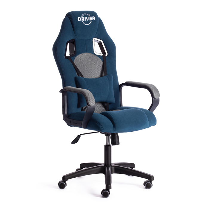 Для офиса и дома, Кресло DRIVER (22) флок/ткань, синий/серый
