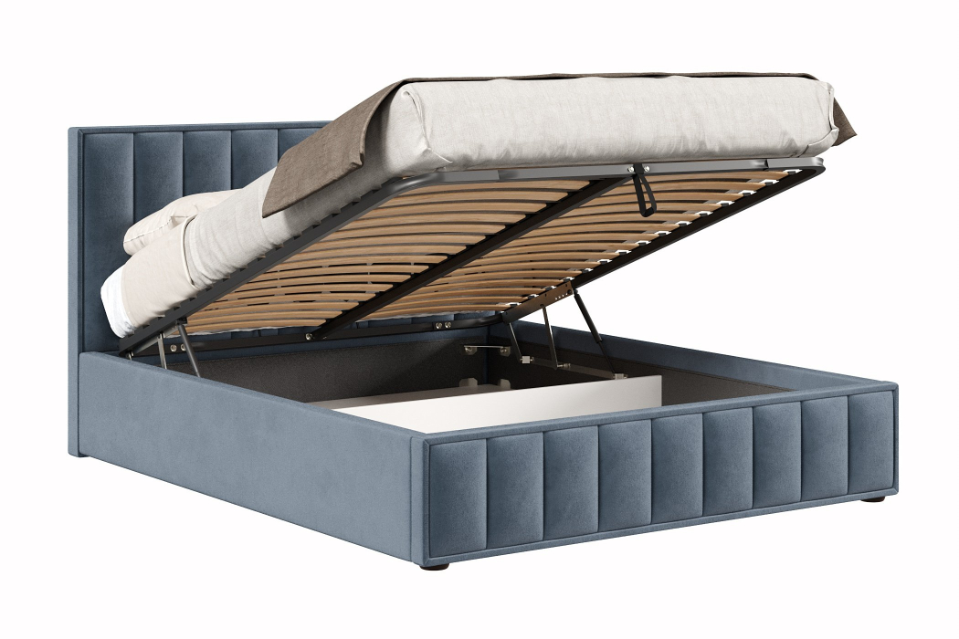 Мягкая кровать, Кровать Анкона 1600 с подъёмным механизмом, велюр