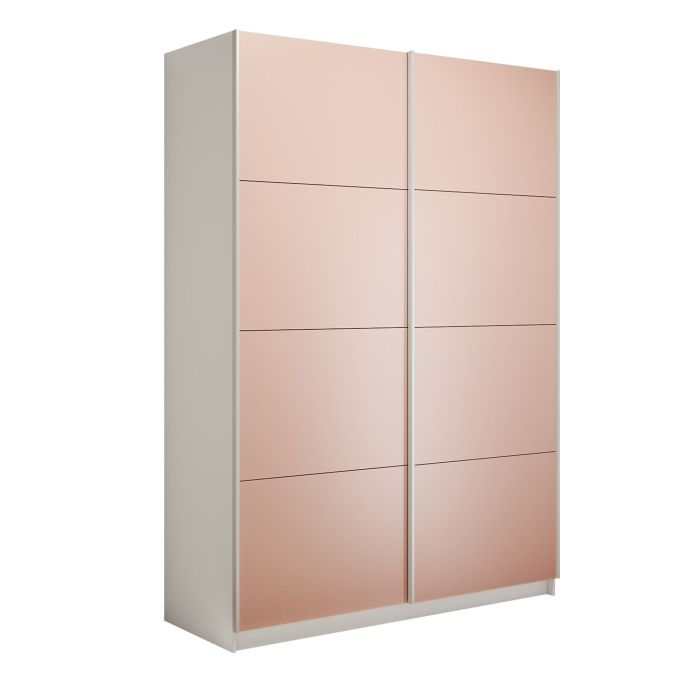 Шкафы-купе 2-х дверные, Шкаф-купе Прайм 2-х дверный Стекла пудра/Доводчики 160х57х230