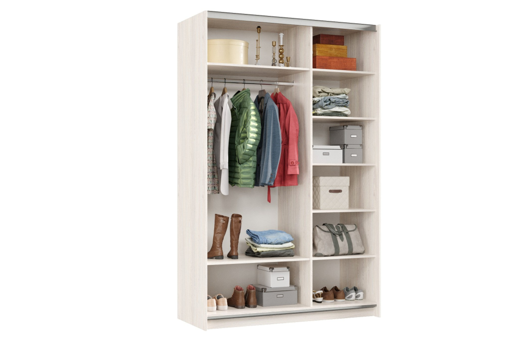 Шкафы-купе 2-х дверные, Шкаф-купе Smart 1424 2х дверный (фасады ЛДСП) профиль серебро