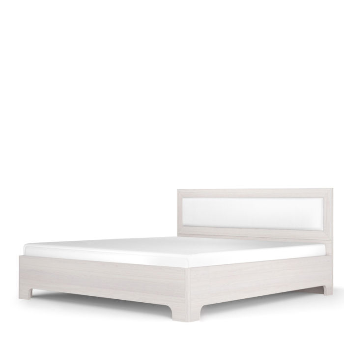 Кровати с мягким изголовьем, Кровать-1 Парма Нео, с основанием, 1600, ясень анкор светлый, экокожа polo белая