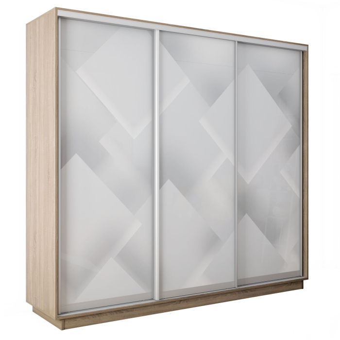 Шкафы-купе 3-х дверные, Шкаф-купе Экспресс 3-х дверный Фотопечать Квадрат Стекла 180х60х240